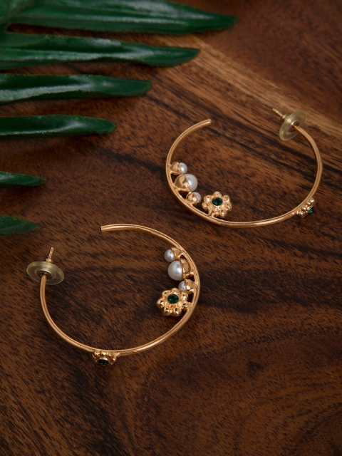 

INDYA Green Contemporary Hoop Earrings