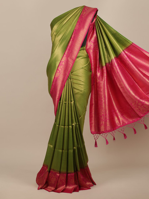 

Pothys Green Ethnic Motifs Zari Jute Silk Saree