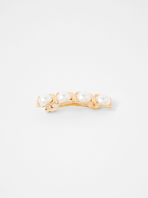 

Accessorize Women Gold-Toned & White Embellished French Barrette