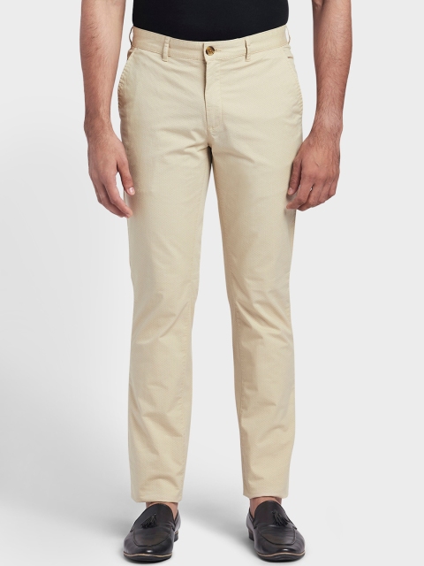 

ColorPlus Men Cream-Coloured Textured Regular Trousers