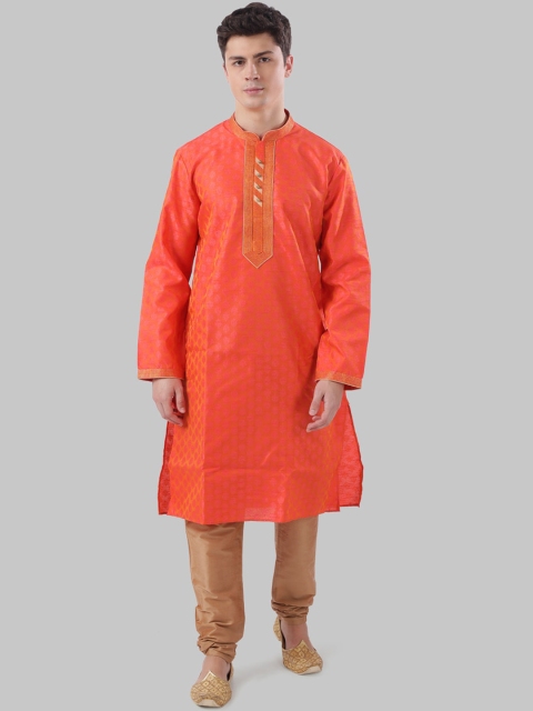 

Ethnix by Raymond Men Orange Ethnic Motifs Kurta