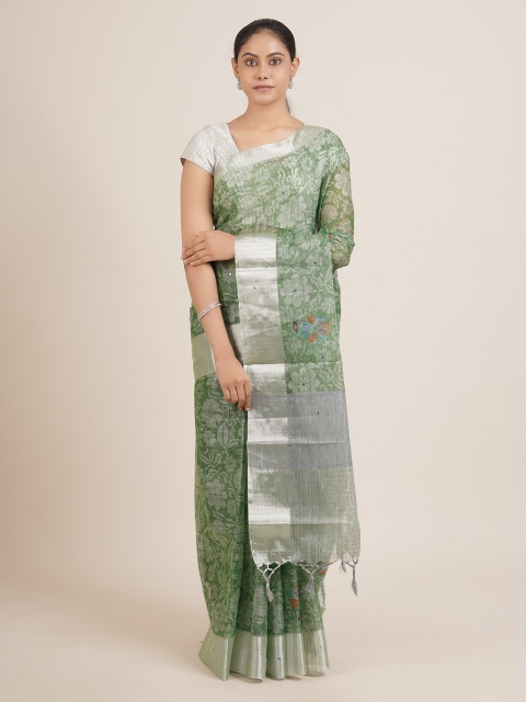 

Pothys Green Floral Tissue Saree