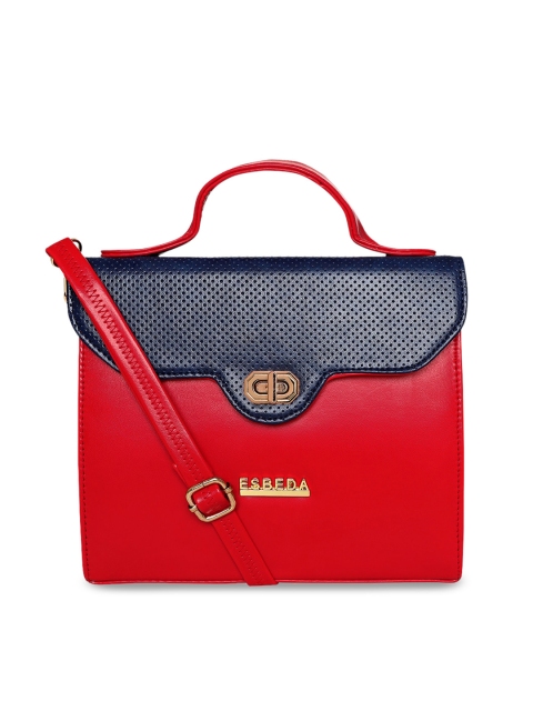 

ESBEDA Red & Black Colourblocked Handheld Bag