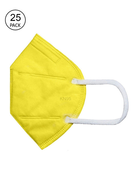 

OOMPH Unisex Pack Of 25 White Solid 5-Ply 200 GSM Protective Outdoor Reusable N95 Masks, Yellow