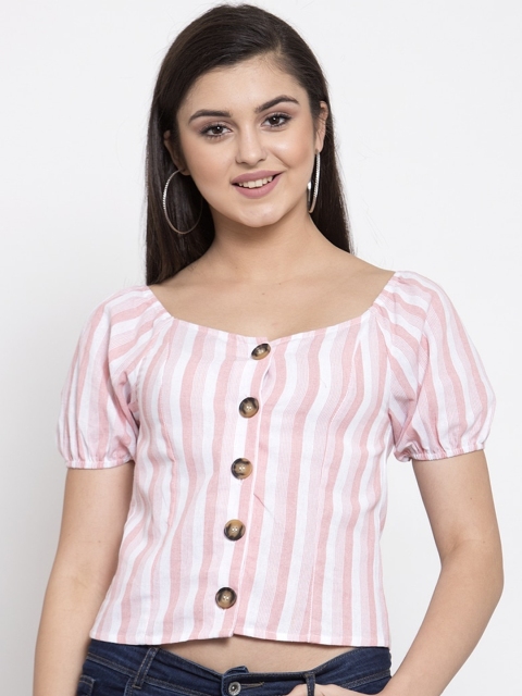 

Global Republic Pink Striped Regular Crop Top
