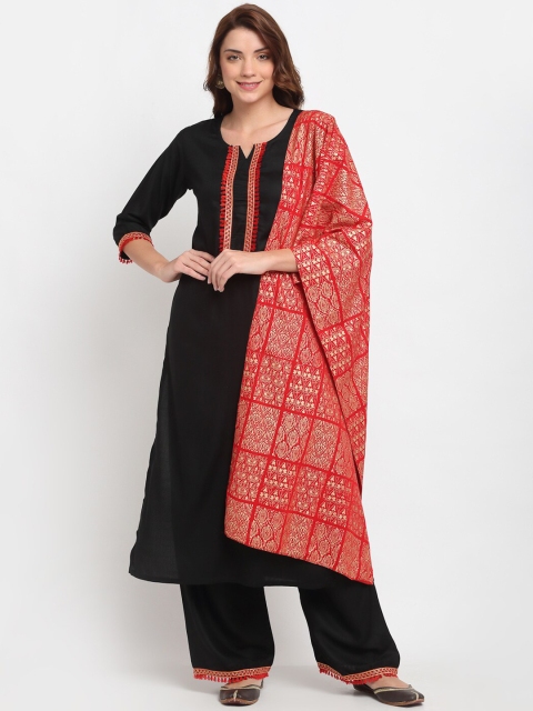 

GoSriKi Women Red Layered Anarkali Kurti with Palazzos & With Dupatta