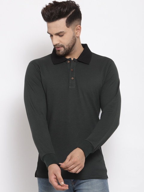 

Kalt Men Green Solid Polo Collar T-shirt