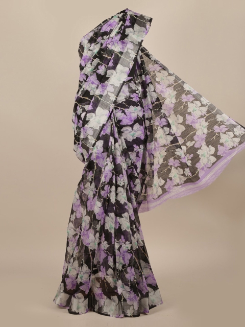

Pothys Black Floral Jute Silk Saree