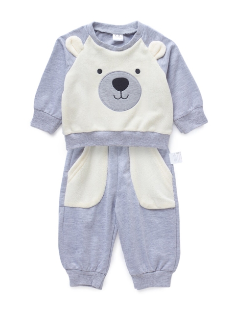

Like A Boss Unisex Kids Grey & White Colourblocked T-shirt with Pyjamas