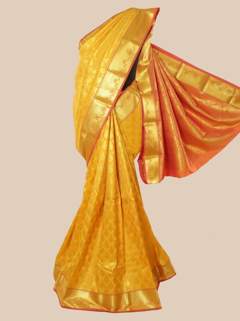 

Pothys Yellow & Gold Woven Design Zari Pure Silk Kanjeevaram Saree