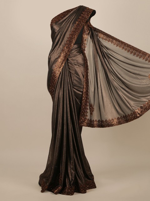 

Pothys Brown Jute Silk Saree With Embellished Border
