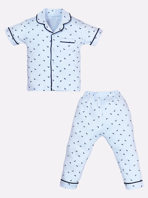 

BABY GO Girls Blue Printed Night suit