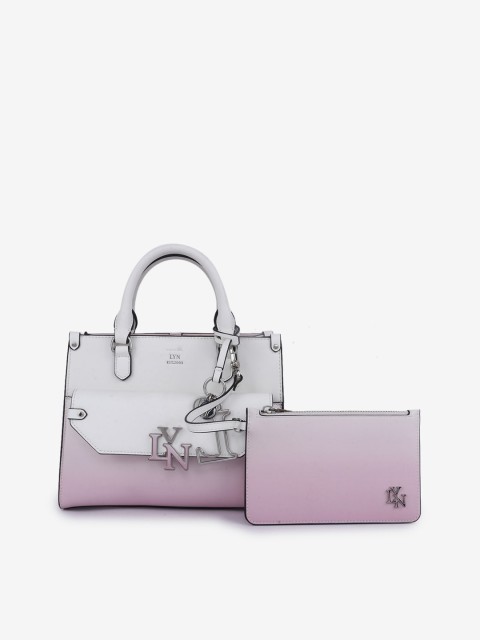 

LYN Pink & White Colourblocked Handheld Bag & Pouch