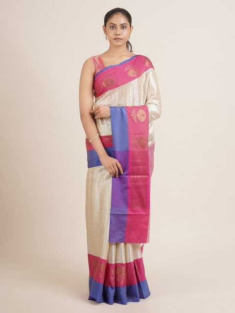 

Pothys Cream-Coloured Woven Design Tissue Saree