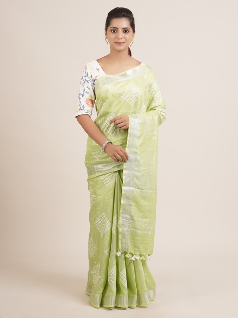 

Pothys Green Woven Design Linen Blend Saree