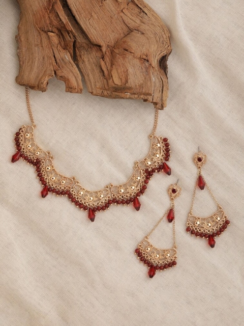 

Accessorize Gold-Plated Red Beaded Jewellery Set
