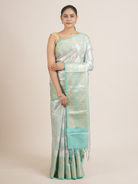 

Pothys Silver-Toned Woven Design Tissue Saree