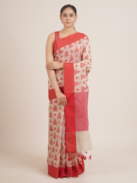 

Pothys Cream-Coloured Woven Design Supernet Saree
