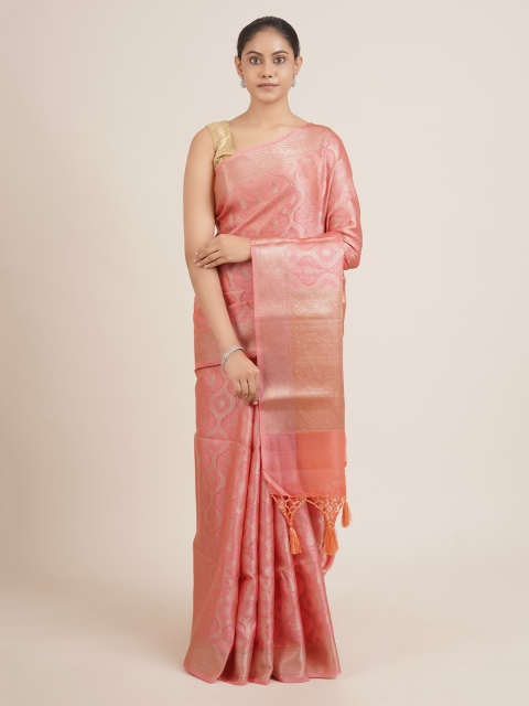

Pothys Peach-Coloured Woven Design Art Silk Saree NA