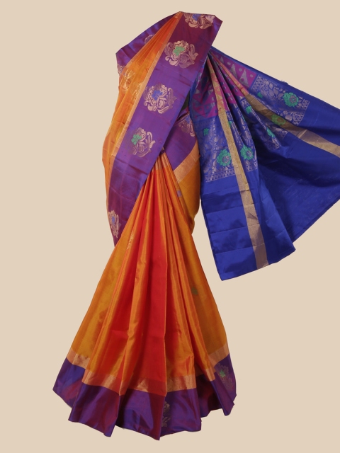 

Pothys Orange Woven Design Pure Silk Saree Kanjeevaram