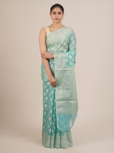 

Pothys Blue Woven Design Zari Supernet Saree