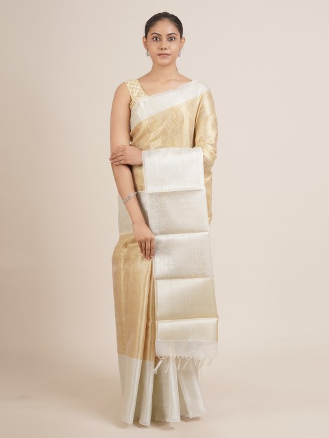 

Pothys Gold-Toned Woven Design Zari Tissue Saree