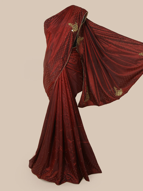 

Pothys Maroon Beads and Stones Art Silk Saree