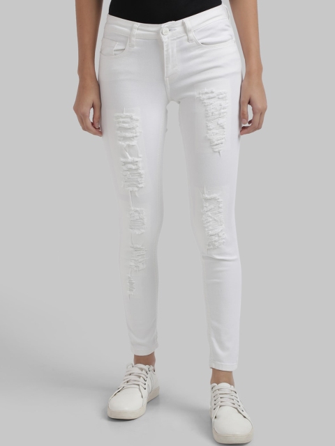 

Parx Women White Skinny Fit Highly Distressed Jeans