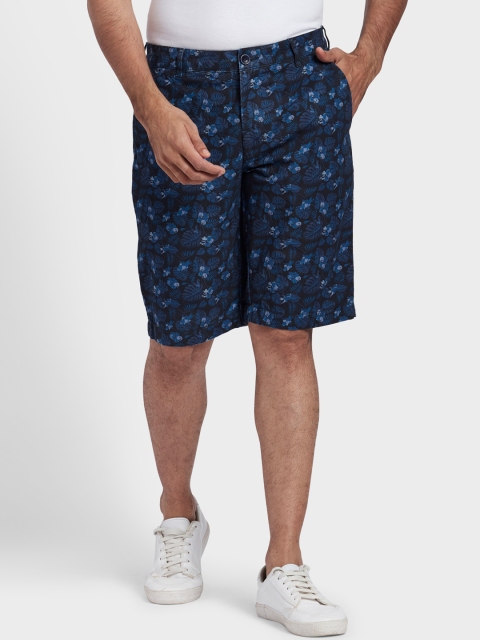 

ColorPlus Men Navy Blue Printed Cotton Regular Fit Regular Shorts