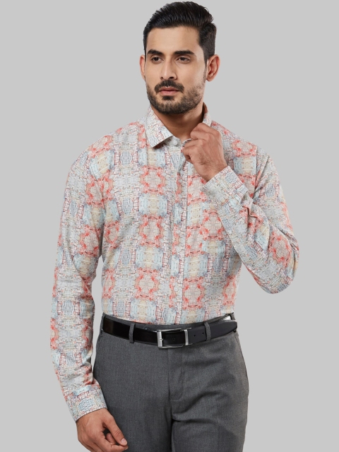 

Ethnix by Raymond Men Blue & Peach-Coloured Tailored Fit Printed Formal Shirt