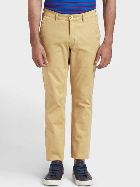 

ColorPlus Men Khaki Solid Regular Trousers