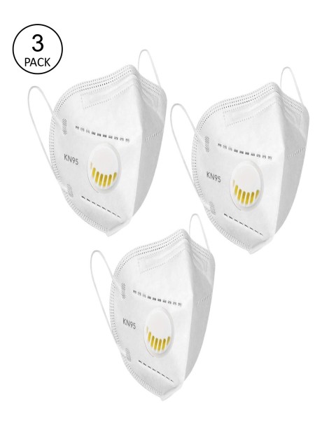 

OOMPH Unisex Pack Of 3 White 5-Ply Reusable Anti-Pollution KN95 Face Masks