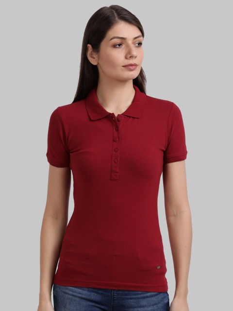 

Parx Women Maroon Solid Polo Collar T-Shirt