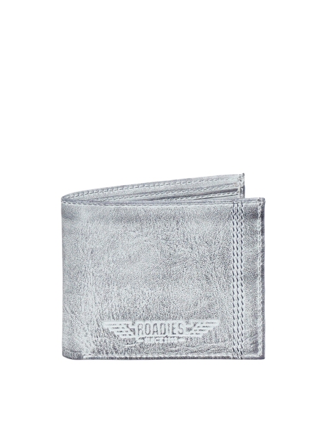 

Justanned Men Grey & White Textured Two Fold Wallet