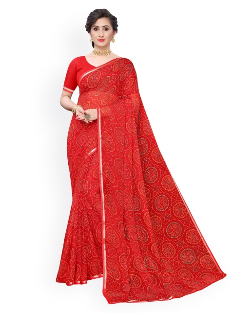 

KALINI Red Bandhani Zari Bandhani Saree