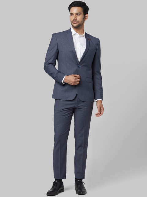 

Park Avenue Men Blue Solid Single-Breasted Two-Piece Formal Suit