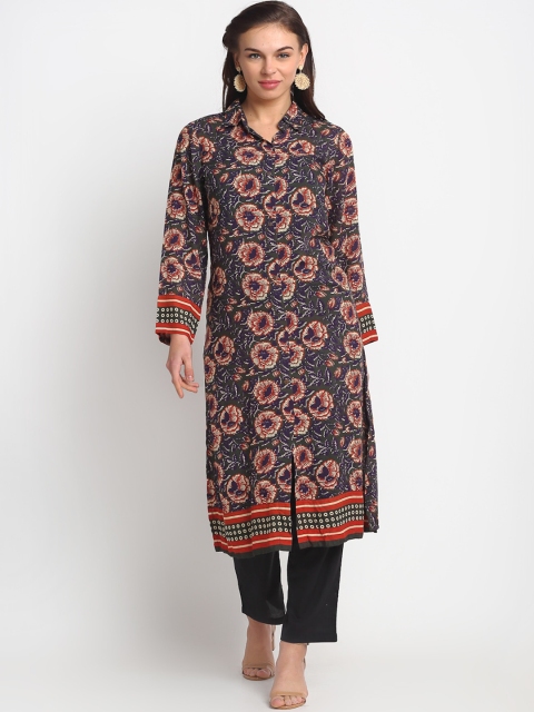 

REME Women Brown Floral Printed Kurta