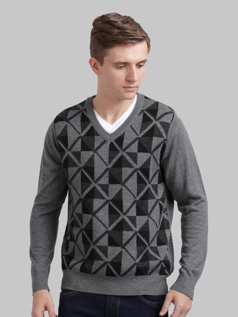 

Parx Men Grey & Black Printed Acrylic Pullover Sweater