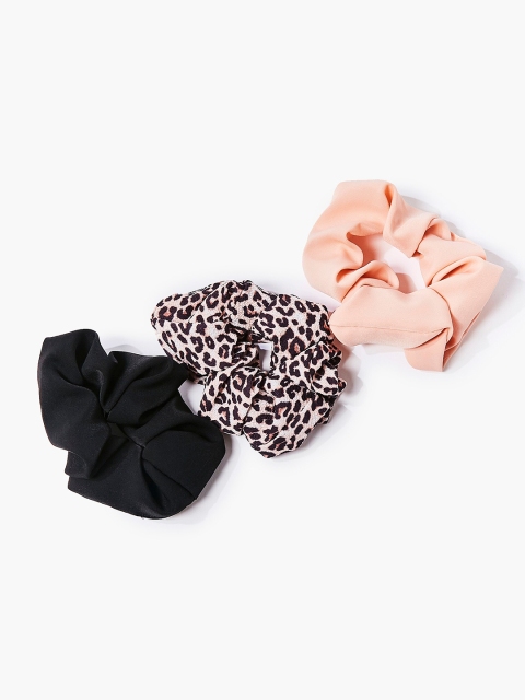 

FOREVER 21 Women Peach & Black Set of 3 Ponytail Holders