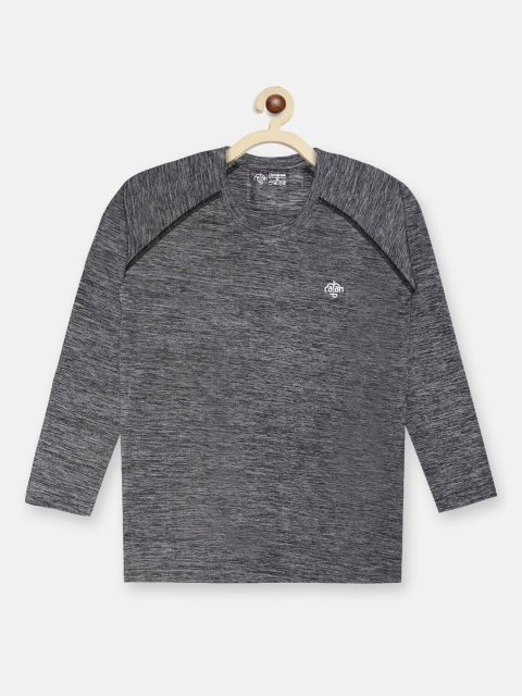 

CHIMPRALA Girls Grey Melange Solid Round Neck T-shirt