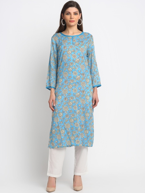 

REME Women Blue & White Floral Printed Floral Kurta