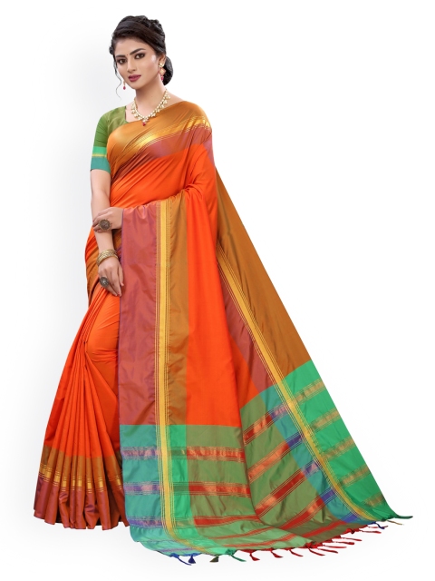 

KALINI Orange Zardozi Banarasi Saree