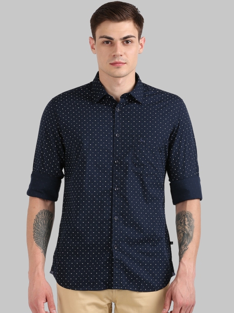 

Parx Men Navy Blue Slim Fit Printed Casual Shirt