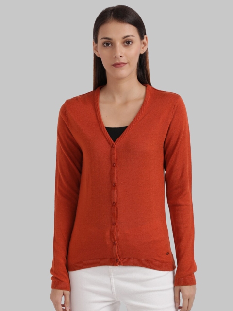 

Parx Women Orange Solid Acrylic Cardigan Sweater