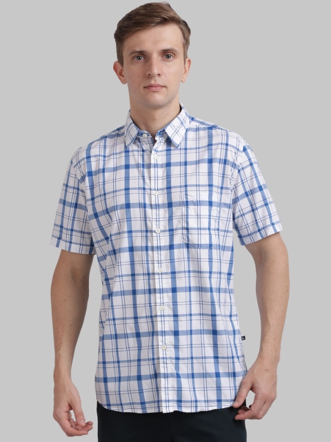 

Parx Men White & Blue Slim Fit Checked Casual Shirt