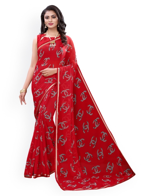 

KALINI Red Ethnic Motifs Embroidered Heavy Work Saree