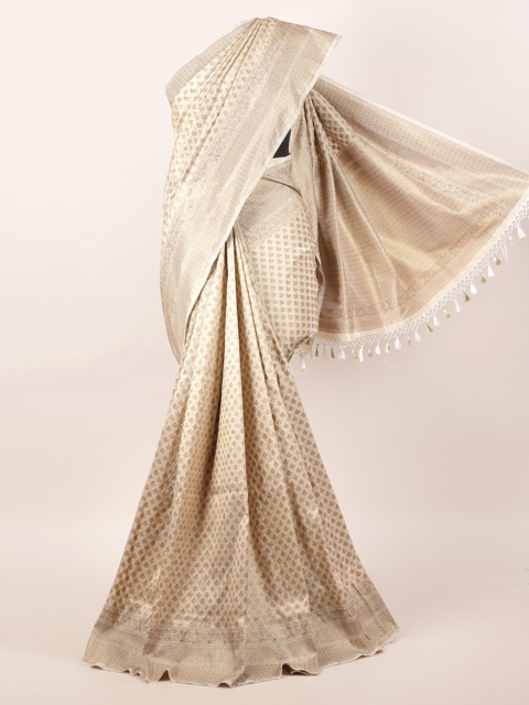 

Pothys Cream Woven Design Pure Silk Banarasi Saree