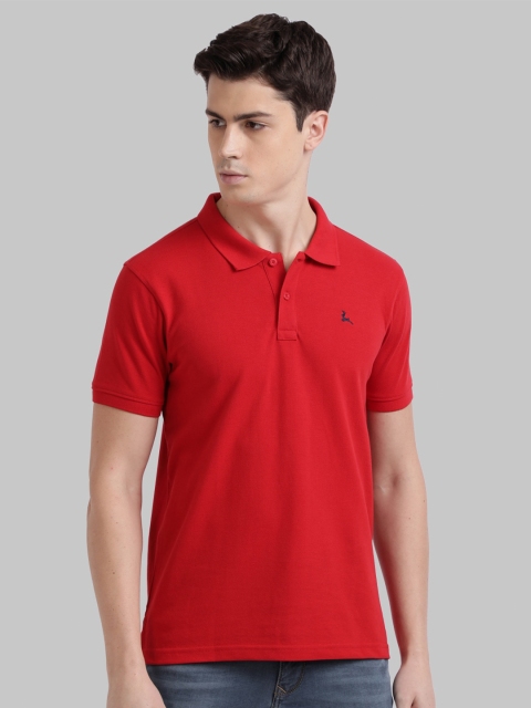 

Parx Men Red Polo Collar T-shirt