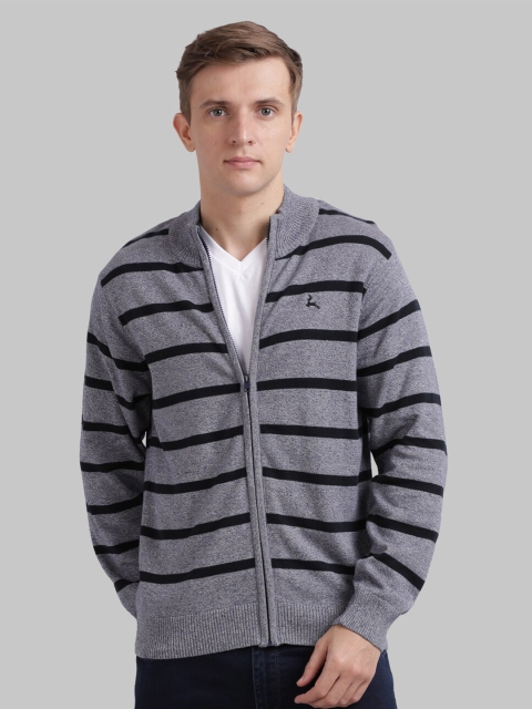 

Parx Men Blue Striped Cardigan Sweater
