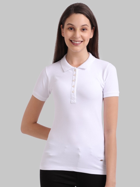 

Parx Women White Solid Polo Collar T-Shirt